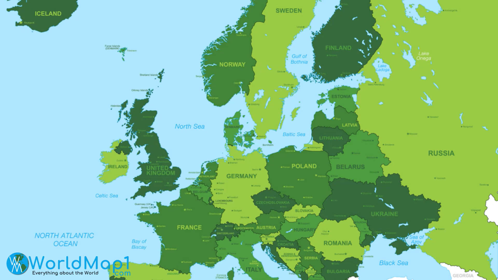 Carte de la Lettonie avec l'Europe et la Russie